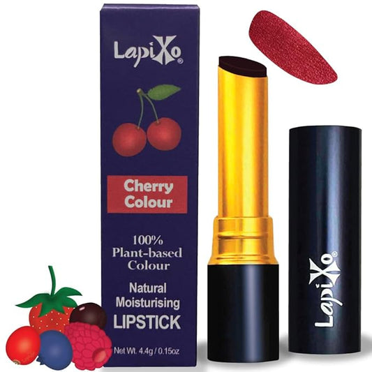 100% Plant-based Color Lipstick, Unique Formula, Natural + Moisturizing | Non-Toxic, All Food Ingredients, Antioxidant-rich, Natural Matte Vibrant Color, 4.4g/0.15oz (Cherry color)