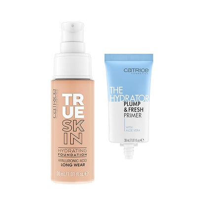 Catrice | True Skin Foundation 18 & The Hydrator Plump & Fresh Primer Bundle | Full Coverage Makeup | Vegan & Cruelty Free