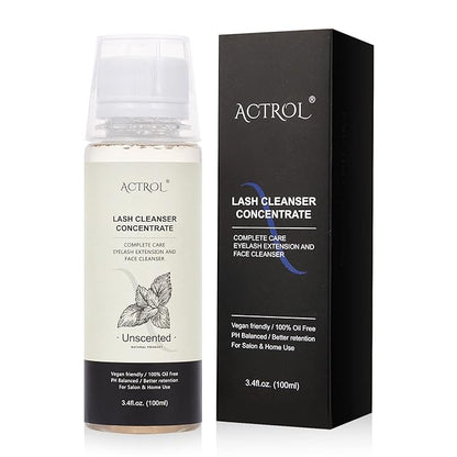 Eyelash Shampoo Concentrate 100ml Lash Extensions Cleanser Concentrate Unscented Natural Foaming Shampoo DIY Wash for Extensions Lashes with Salon Home Care-Makes 60ml Bottles