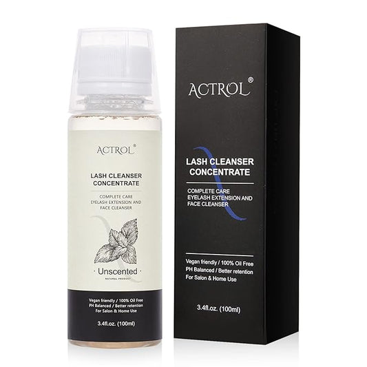 Eyelash Shampoo Concentrate 100ml Lash Extensions Cleanser Concentrate Unscented Natural Foaming Shampoo DIY Wash for Extensions Lashes with Salon Home Care-Makes 60ml Bottles