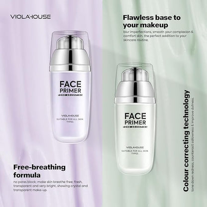 VIOLA HOUSE Face Primer, Tone Adjust Primer For Face Before Makeup-Refined, Bright And Smooth The Skin And Fills Fine Lines (Mint Green)