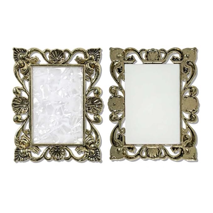 Teensery 2 Pcs Resin Nail Art Palette Mixing Plate Vintage Edge Display Board Cosmetic Tray Manicure Tool for Home and Salon Use