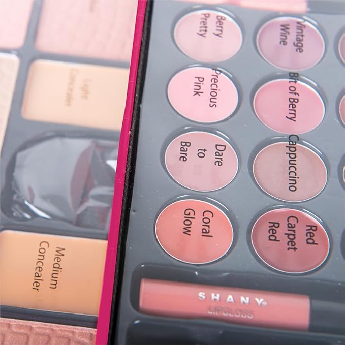 SHANY All In One Makeup Kit - Eyeshadow, Blush, Face Powder, Lipstick, Eye Liner, Makeup Pencils & Mirror - Reusable Storage Box - Pink