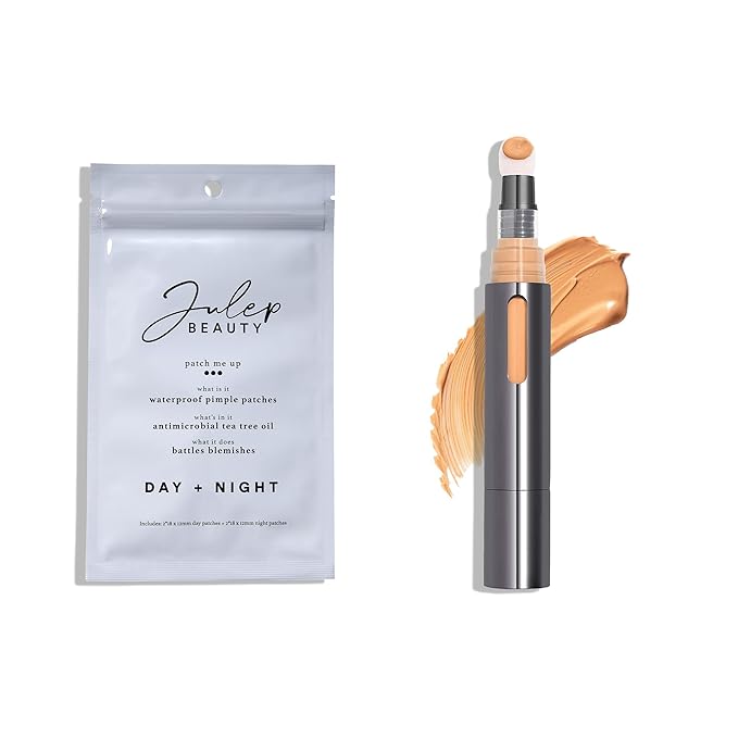 Julep Skin Perfecting Duo (2pc set) - Julep Patch Me Up Waterproof Pimple Patches 72 pcs & Cushion Complexion Concealer & Corrector Stick Infused with Turmeric & Hyaluronic Acid - Honey 300