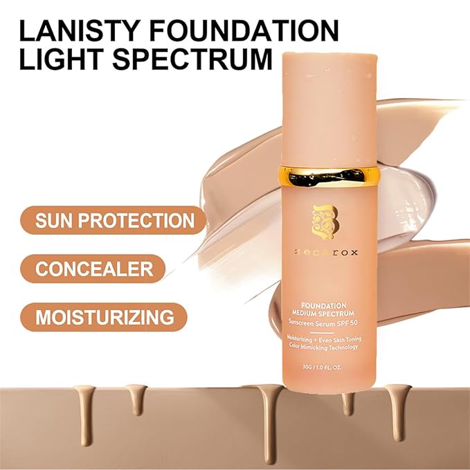4 in 1 Foundation Liquid,4 in 1 Cosmetics Foundation Liquid with SPF 50,Medium Coverage,Longwearing & Waterproof, Hydrating Color Changing Spectrum Achieve Flawless Skin (2PCS)
