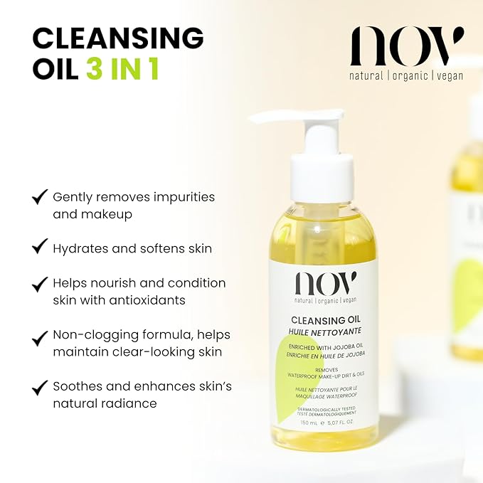 Cleansing Oil - Facial Cleanser for Waterproof Make-Up - Non-Greasy Face Cleanser With Sweet Almond Oil for Hydration - All Skin Types - 5.07 oz