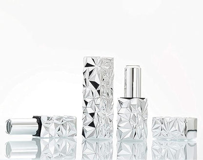 5 Packs 12.1mm Square Empty Lipstick Tubes Diamond Lip Balm Tube Container DIY Refillable Cosmetics Bottles with Magnetic Cap Beauty Packaging Bottle Holder Makeup Tool for Women Girl,Silver