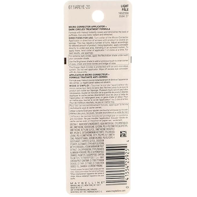 Maybelline Instant Age Rewind Eraser Dark Circles Treatment Concealer, Light 0.2 oz (Pack of 2)