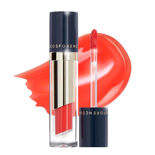 FORENCOS Tattoo Glass Lip Gloss Tint, Korean Glossy Tint/Stain, High Pigmentation, Glasting Shine, Long Lasting, Moisturizing, Lightweight, Non-Sticky Formula (01 Cerise)