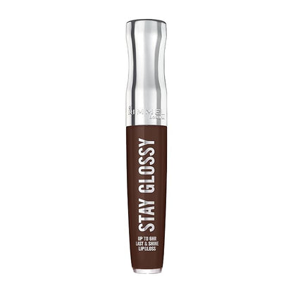 Rimmel London Stay Glossy, 435 Cocoa Kiss, Lip Gloss, Non-Sticky, Color and Shine, Up To 6-Hour Wear, Precise Applicator, 0.18oz