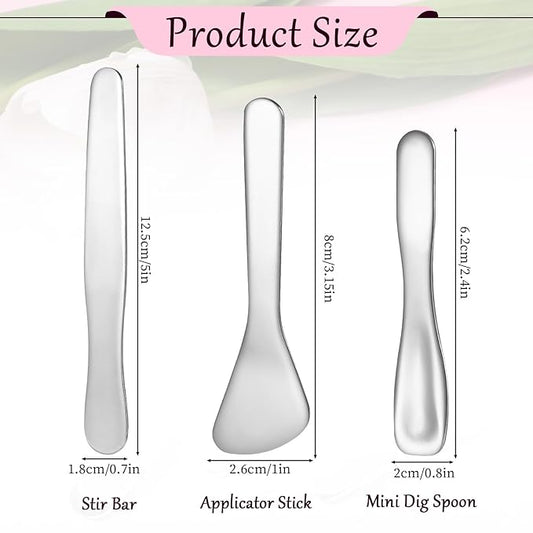 3 Pcs Mini Metal Cosmetic Spatula, Reusable Skin Care Spoon Beauty Scoop Spatula Multi-functional Facial Applicator Tool for Skin Care Creams Eye Cream Essences Beauty Accessories