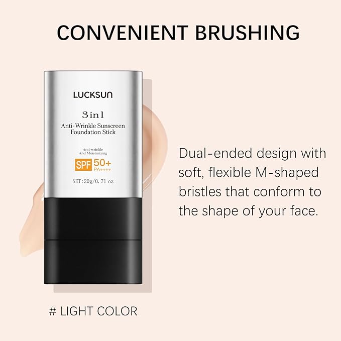 3 in 1 Anti-wrinkle Hydrating Lightweight Foundation Stick Concealer & Makeup, Multi-Use Long-Lasting Formula for All Skin Types (Light, 20g/0.71oz)