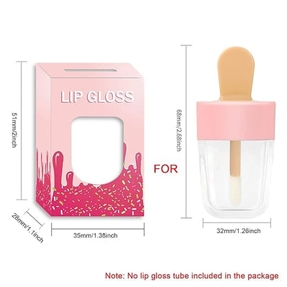 15 Pack Ice-cream Lip Gloss Tube Boxes Packaging, Pink Lip Gloss Boxes for 2.68x1.62 Inch Ice Cream Shaped Empty Lipgloss Tubes, Pink Ice Cream LipGloss Bottle Packaging (Not include tubes)