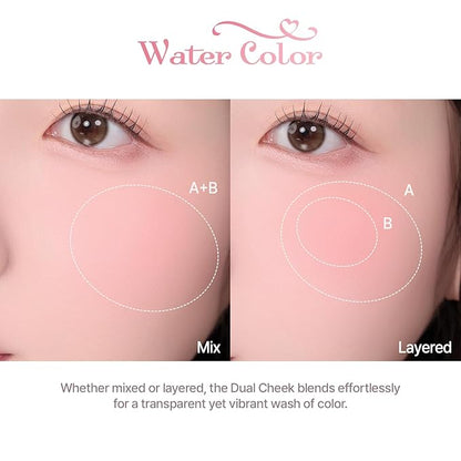 2aN Dual Color Face Blusher, Buildable & Blendable Cheek Color, Powder Blush, Korean Beauty (01 Cotton Candy Violet, 1.5 oz)