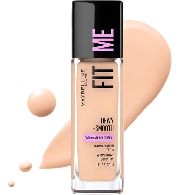 Maybelline Fit Me Dewy + Smooth Foundation, Ivory, 1 fl. oz. (Packaging May Vary)