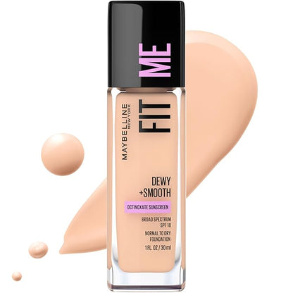 Maybelline Fit Me Dewy + Smooth Foundation, Ivory, 1 fl. oz. (Packaging May Vary)