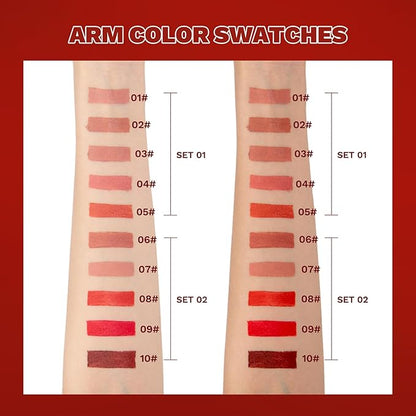5Pcs Velvet Matte Nude Lipstick Set - Long-lasting Color, Silky Matte Finish, Soft Mousse Texture, Enhances Color and Plumps Lips, Lightweight and Non-Sticky (Set A, 5 Count (Pack of 1))