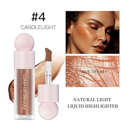 Mysense Liquid Highlighter Makeup, Natural Glow Face Highlighter Stick, Silky Smooth Light Liquid Luminizer, Long Lasting Shimmering Face Illuminator Make up, #04 Candlelight