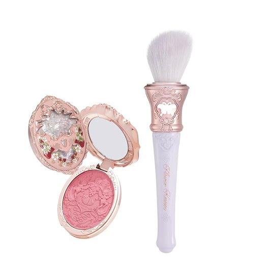 Flower Knows Strawberry Rococo Embossed Blush 05 Berry Mary+Butterfly Cloud Collar Angled Powder Brush Frosty Wisteria