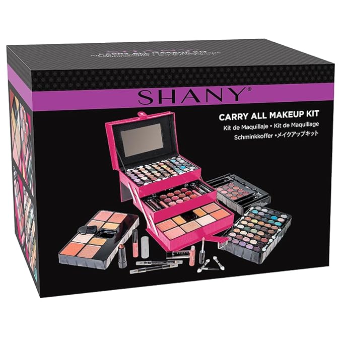 SHANY All In One Makeup Kit - Eyeshadow, Blush, Face Powder, Lipstick, Eye Liner, Makeup Pencils & Mirror - Reusable Storage Box - Pink