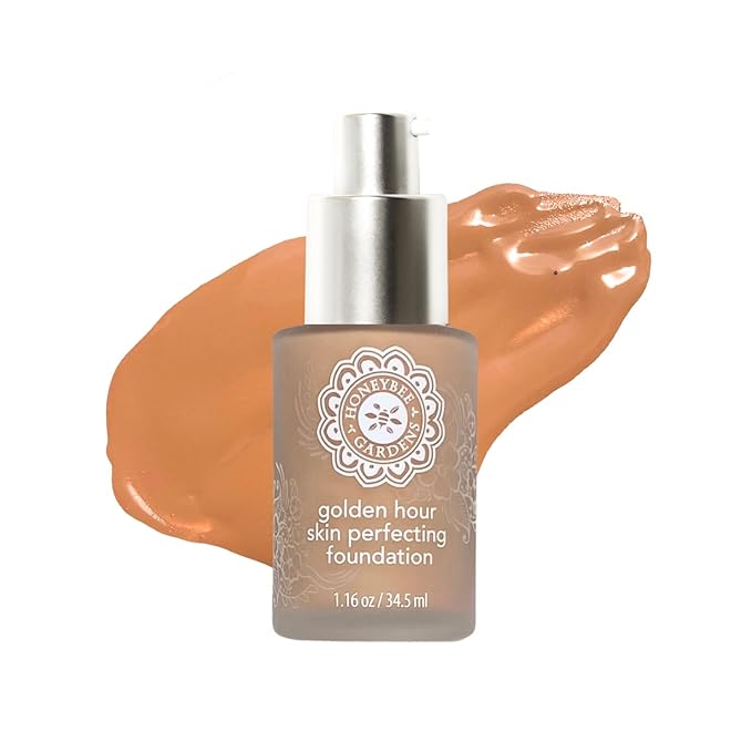 Honeybee Gardens Golden Hour Foundation In Fiji, Medium Tan Neutral, Skin-Perfecting, Luminous Finish, Vegan, 34.5ml
