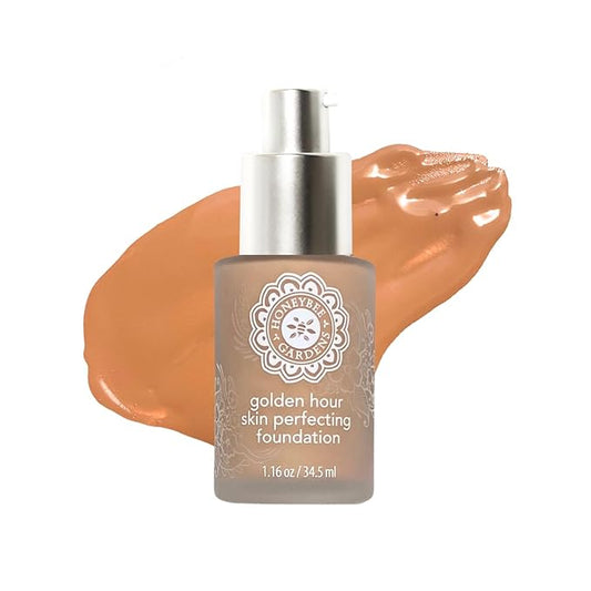 Honeybee Gardens Golden Hour Foundation In Fiji, Medium Tan Neutral, Skin-Perfecting, Luminous Finish, Vegan, 34.5ml