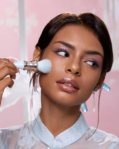 Flower Knows Little Angel Cream Blush 05 Fingertip Stellar+Butterfly Cloud Collar Angled Powder Brush Pearly Moonlight
