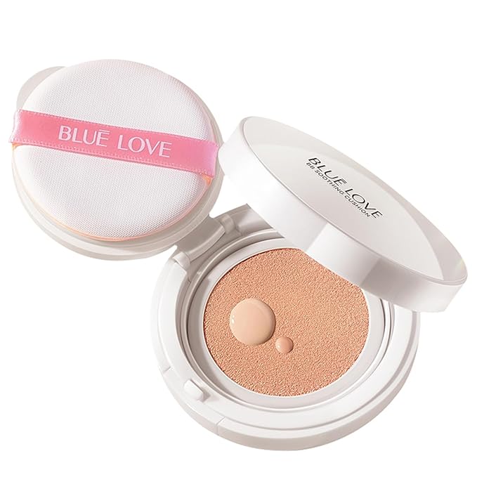 BLUE LOVE Cushion Liquid Foundation - Lightweight, Long-Lasting Concealer & Tinted Moisturizer for Flawless Face Makeup, Perfect for Mature Skin (Natural)