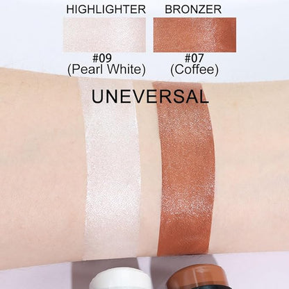evpct 2Pcs Face Cream Contour Bronzer Sticks Makeup Highlighter Highlight Brown Coffee Pearl White Creme Cheek Contour Sticks contorno en crema Bronzing Foundation Face Contour Stick Kit,7+9 Uneversal