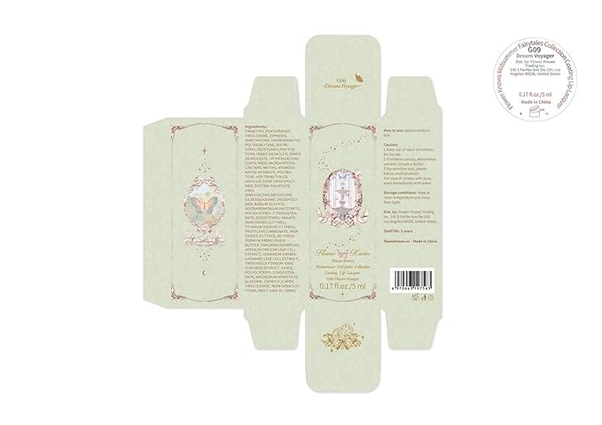 Flower Knows Midsummer Fairytales Coating Lip Lacquer,Glowy Non-Fading Lip Gloss,Hydrating Tinted Lip Oil for Girls&Women,Vegan & Cruelty Free,0.17Fl Oz(G09 Dream Voyager)