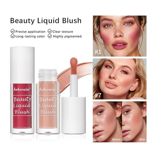 GECOMO Liquid Blush for Cheeks Makeup Face Blush, Weightless Cream Formula, Smudge Proof Long-Wearing Pigmented Blush, Natural Look Makeup Face Blushes, Shimmer Finish, Dainty - 07# Juicy peach