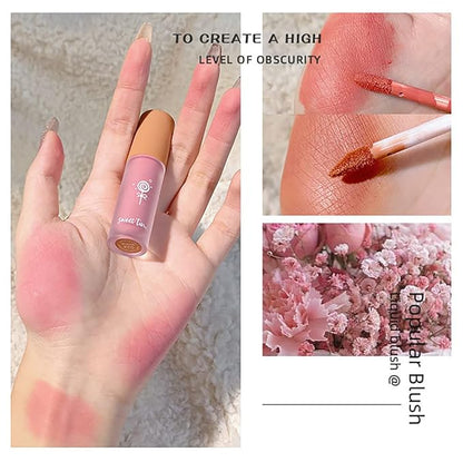 Cream Liquid Blush, Velvet Mousse Texture Matte Liquid Blush Makeup, Long Lasting Waterproof, Used for Cheeks to Enhance Complexion Create Natural-Looking Makeup (Rose Tea)