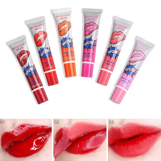 Romantic 6 Colors Tattoo Magic Color Lip Stain Tint Long Lasting Lip Gloss Sets for Women Peel Off Colored Matte Sexy Color 1 SET