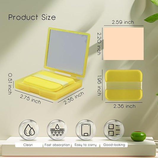 200 Oil Blotting Sheets With Mirror & Puff - Portable Oil Control Film for Face, Not Destroy Base Makeup - Oil Absorbing Sheets for Women & Men On The Go (Chamomile, 200)
