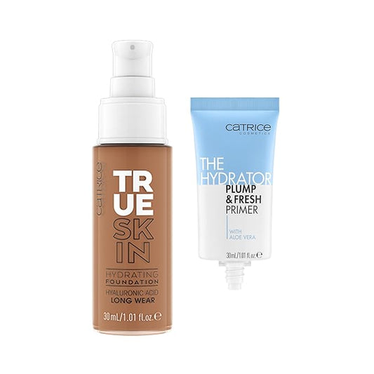 Catrice | True Skin Foundation 80 & The Hydrator Plump & Fresh Primer Bundle | Full Coverage Makeup | Vegan & Cruelty Free