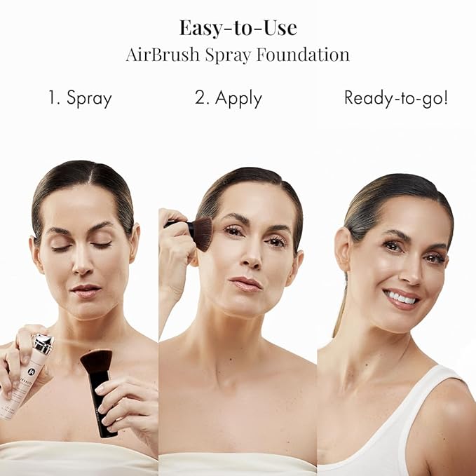 Jerome Alexander MagicMinerals AirBrush Foundation Set – Full Size & Mini Travel Size Spray Makeup, Warm Beige Shade – Ultra-Light, Buildable, Full Coverage Formula with Anti-Aging Skincare Ingredient
