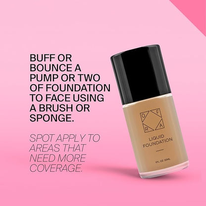 OFRA Liquid Foundation with Spatula - Long-Lasting, Dewy, Lightweight, and Buildable Full Coverage Foundation Makeup - 1oz/30ml - Auburn, a Medium Shade with Warm Undertones