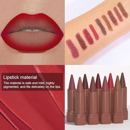 Sculpting Matte Lip Liner pencil,Gradient Matte Lipstick Crayon,Smooth Creamy Texture lip Pencil, Waterproof Smudge Proof Lipstick Pencil,Highly Pigmented Lip Makeup,Vegan Beauty.06#