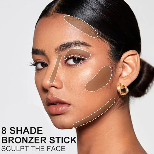 Cream Bronzer Stick, Multi-use Contour Stick for Face Shaping, Matte Finish Beauty Wand for Sculpt the Face, Easy to Apply, Longwear, Waterproof, Buildable and Blendable Color (#22, 1PC)