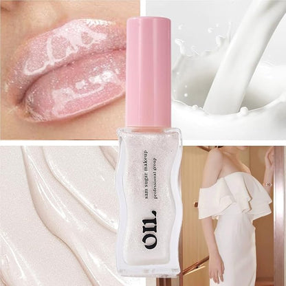Honey Infused Hydrating Lip Oil Lip Gloss with Honey Tropical Scent, High-Shine Non-Sticky Formula for Dry Lips, 8ml (Ice Cream, Lip Oil-6)