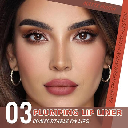 Retractable Matte Lip Liner Pencil, Antique Rose Plump Lip Liners Long-Lasting Creamy Formula for Shaping & Sculpting lip filler pen, Subtle Touch Velvet Pigmented Crayon Lip Liner 03#