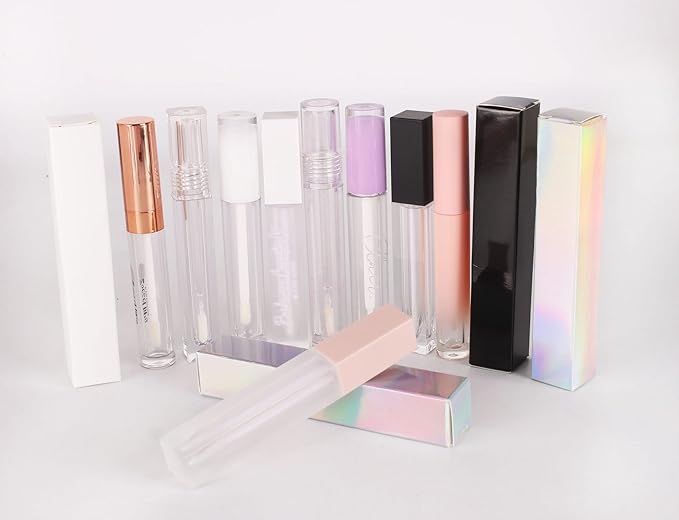 COSIDEA 50 PCS Empty Pink Lip Gloss Boxes W21 xW21 xH121mm， Cosmetic Perfume/Mascara Box Packaging, small Kraft Paper Box Luxury Holder Wrapping