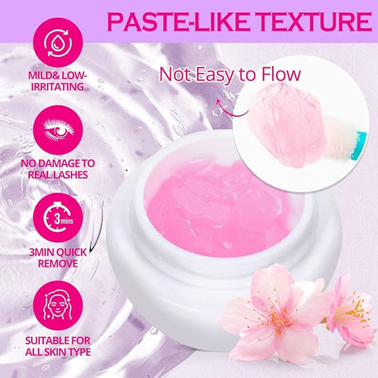 ARISON LASHES Lash Remover For Eyelash Extension Cream Remover Low Irritation Cream Remover for Sensitive Skin Fast Dissolution Professional Eyelash Extensions Salon Use(Cherry Blossoms)
