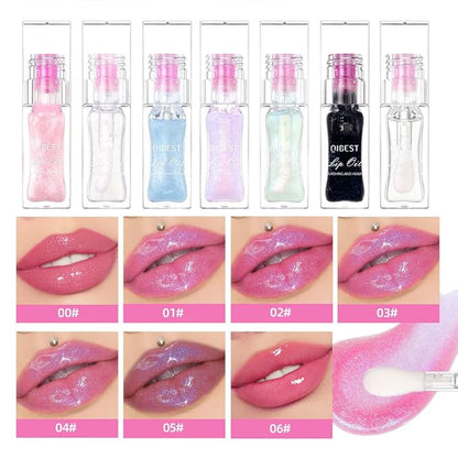Hydrating Lip Gloss Transparent Lip Care,Magic Color Changing Moisturizing Lip Glow Oil Plumping Glimmer Glow Lipstick, Long Lasting Non-sticky Fresh Texture Lip Oil(Q2394-3#Change Color)