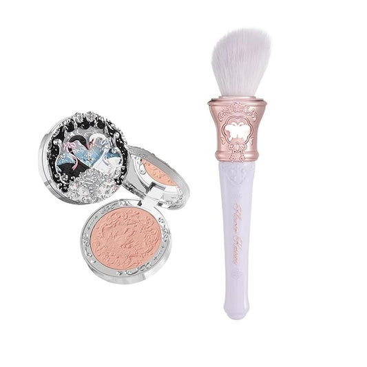 Flower Knows Swan Ballet Embossed Blush 04 Pleuche+Butterfly Cloud Collar Angled Powder Brush Frosty Wisteria