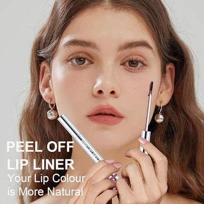 3 Colors Peel Off Lip Liner Stain with Tweezer, Long Lasting Waterproof Lip Tint Stains Makeup Set with Matte Finish for Women, Natural Look, Easy to Use, for All Skin Types (015)