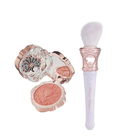 Flower Knows Little Angel Cream Blush 03 Paradise Poet+Butterfly Cloud Collar Angled Powder Brush Frosty Wisteria