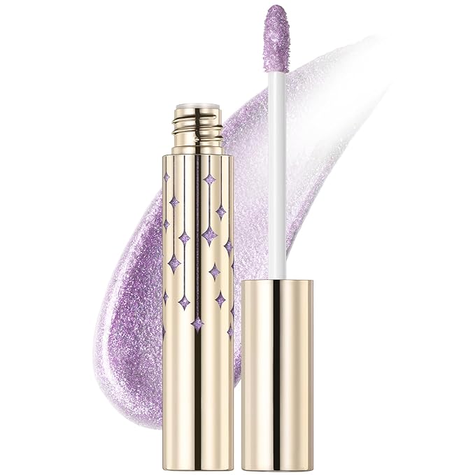FOCALLURE High Shine Glitter Lip Gloss,Hydrates and Soothes Lips for a Gorgeous,Delivers a Non-sticky Glossy finish,Long-lasting Shine & Fuller-looking Lip Makeup,PP01 AMETHYST-QUARTZ