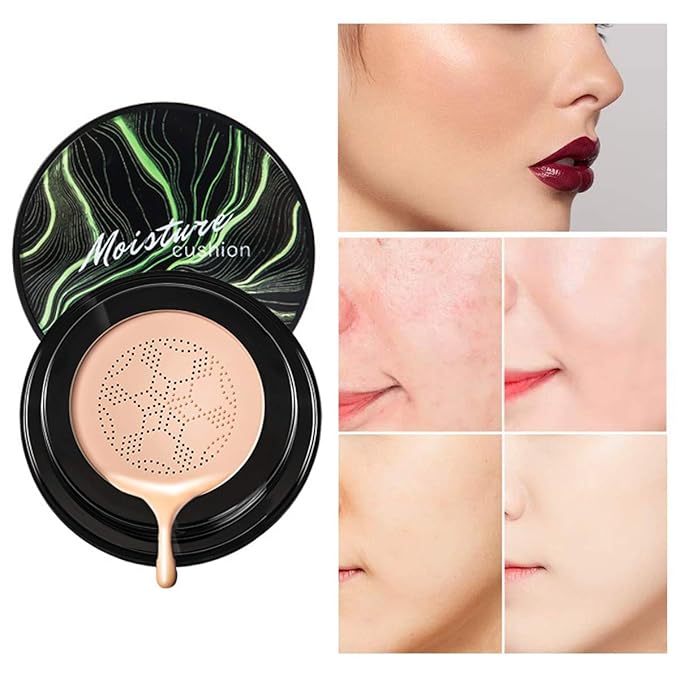 Air Cushion CC Cream Moisturizing Concealer Mushroom Head Brush Waterproof Makeup Foundation Moisture BB Cream for Women Girls (marble)