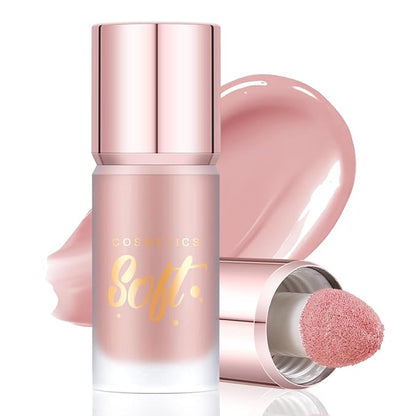 Boobeen Soft Liquid Blush Makeup for Cheeks, Lightweight and Buildable, Thin Cheek Makeup Stick for Natural Flush Color, Cream Blush Easy to Blend, With Build in Brush